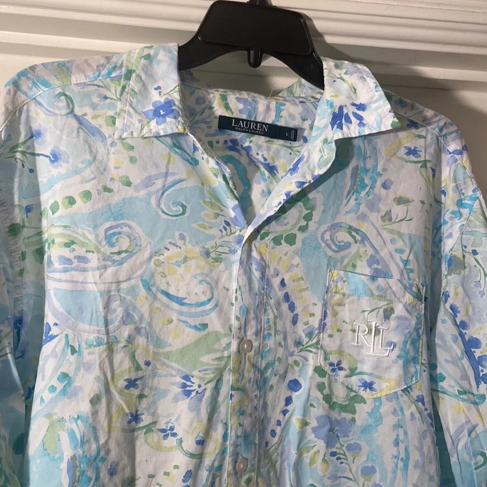 Ralph Lauren Lauren button down night shirt L - Picture 2 of 7